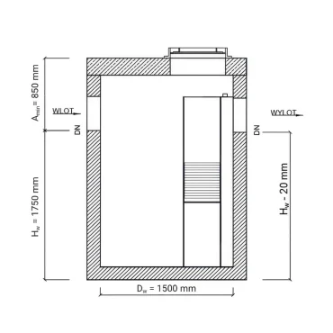 Separator lamelowy z osadnikiem ESL-ZH 10/100/1000 - schemat